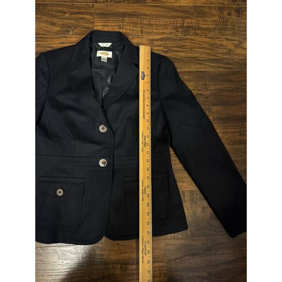 Talbots Blazer Women's Sz 6 Navy Wool 2 Button Pockets Long Slvs Stretch Fabric - Picture 7 of 8